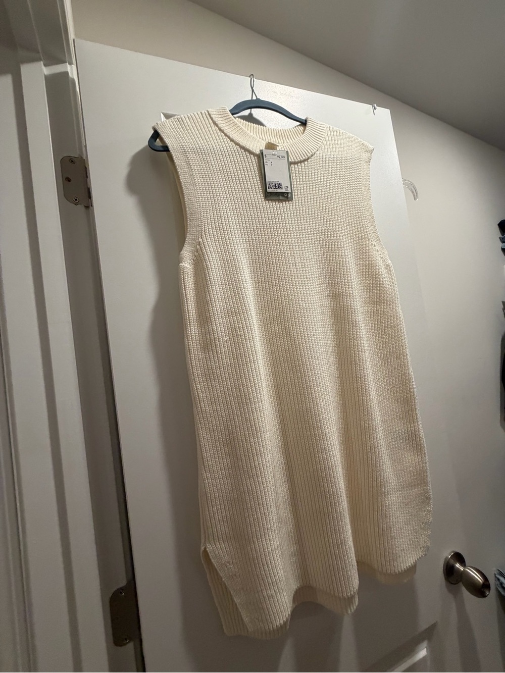 H&M Sleeveless Ribbed Shift Dress - Cream